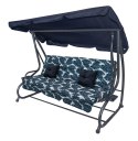 Huśtawka Ogrodowa Siedzisko Textylina 2x1 Wzór Liście Granatowa