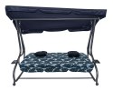 Huśtawka Ogrodowa Siedzisko Textylina 2x1 Wzór Liście Granatowa