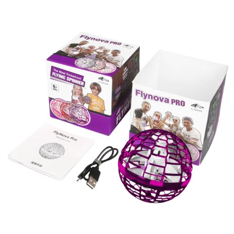Latająca Wirująca Kula Flynova Sterowana Ręką Różowa LED 10 cm
