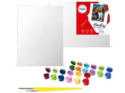 Zestaw do malowania po numerach Spaniel i kwiaty KHO6673 30x40 AP0018