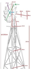 METALOWYWIATRAK OGRODOWY W STYLU AMERYKAŃSKIM OZDOBA DO OGRODU 250CM