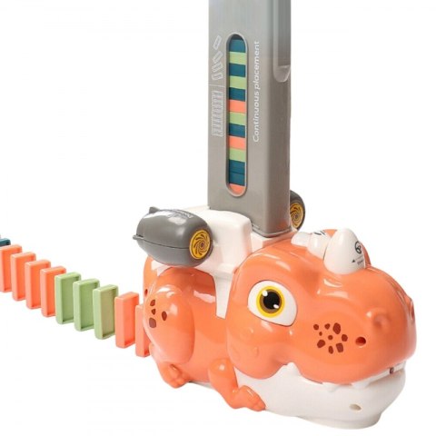 WOOPIE Elektryczna Ciuchcia Lokomotywa do Klocków Domino Dinozaur Pomarańczowy - 8 szt.