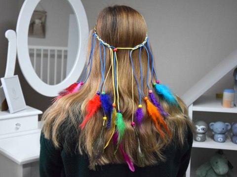 Boho Opaska do włosów z kolorowymi Piórami i Koralikami ZA5581