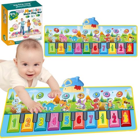 WOOPIE Mata Muzyczna XXL Dinusie 2w1 Pianinko 8 Melodii 110cm