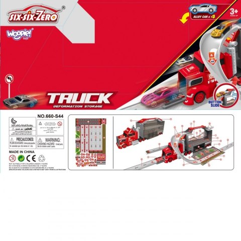 WOOPIE Zestaw Ciężarówka Laweta Garaż Tor Wyścigowy