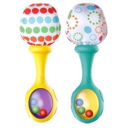 Zestaw Grzechotki Z Miękką Piłeczką Wzorki Żółta Zielona 2szt