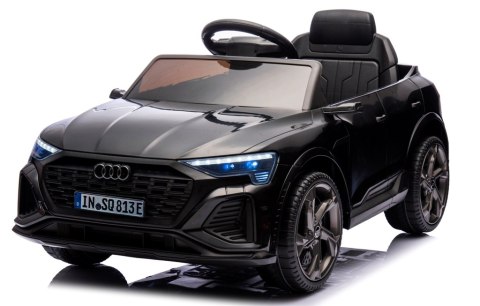 AUDI SQ8 CZARNY Auto na akumulator, Pilot, Światła, Muzyka, Skóra, koła EVA