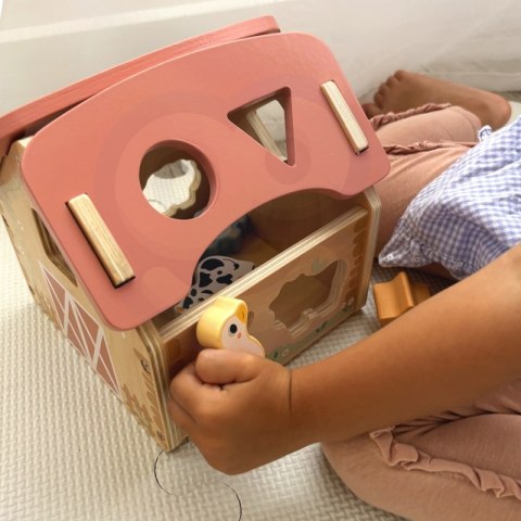 WOOPIE GREEN Drewniana Farma Sorter Kształtów i Kolorów 13 el.