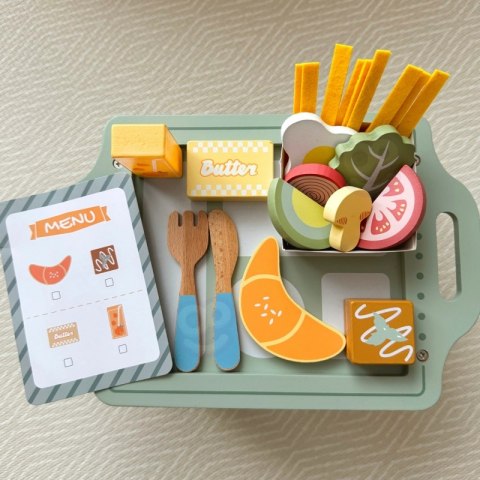 WOOPIE GREEN Zestaw Śniadaniowy z Tacą i Akcesoriami Serwis Pastelowy