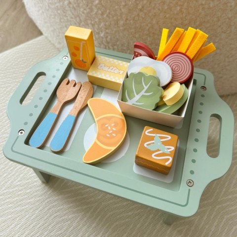 WOOPIE GREEN Zestaw Śniadaniowy z Tacą i Akcesoriami Serwis Pastelowy