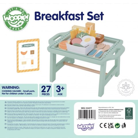 WOOPIE GREEN Zestaw Śniadaniowy z Tacą i Akcesoriami Serwis Pastelowy