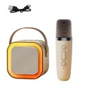 Zestaw Karaoke Głośnik Mikrofon Bezprzewodowy K12 RGB Bluetooth Beżowy