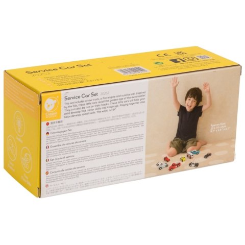 CLASSIC WORLD Drewniane Samochodziki Policja Straż Laweta Zestaw 3 szt.