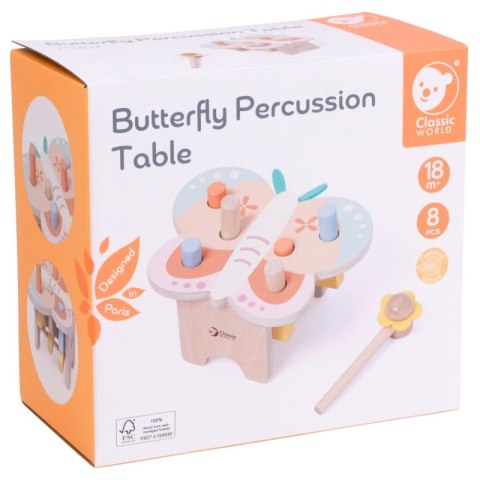 CLASSIC WORLD Wbijak Pastelowy Motylek Montessori z Młoteczkiem