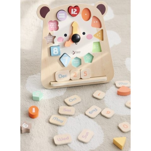 CLASSIC WORLD Zegar Miś Montessori Edukacyjny 3w1 Nauka Czasu Liczenia i Daty