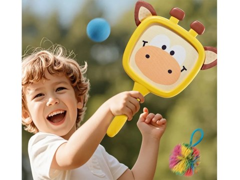 Kolorowe rakietki w kształcie zwierząt +2piłeczki dla najmłodszych ZA5605