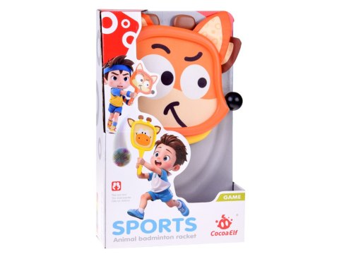 Kolorowe rakietki w kształcie zwierząt +2piłeczki dla najmłodszych ZA5605
