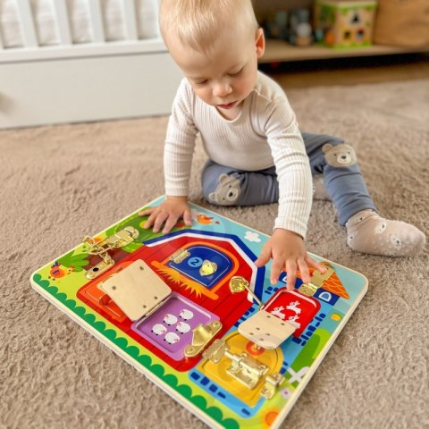 TOOKY TOY Tablica Manipulacyjna Zamki Obrazki Farma