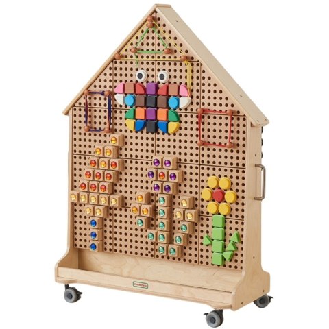 MASTERKIDZ Drewniana Tablica STEM Wolnostojąca XXL w Kształcie Domu + Akcesoria