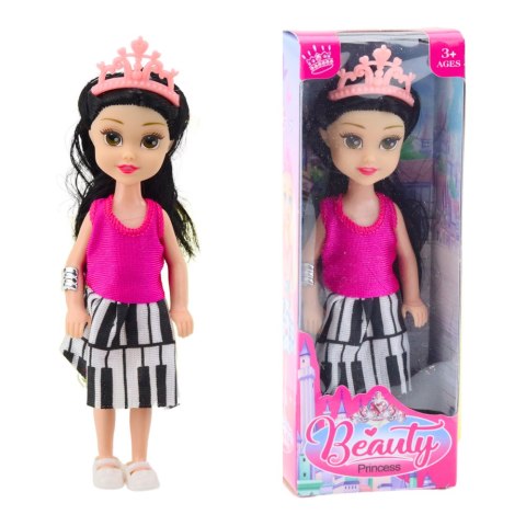 Mini Laleczka Księżniczka Z Koroną Kolorowa Sukienka 14cm Mix