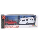 Zestaw Samochód Metalowy Z Kamperem Przyczepa Czerwony