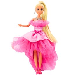 Lalka Anlily Brokatowa Suknia Balowa Różowa Ruchome Kończyny Blond Włosy