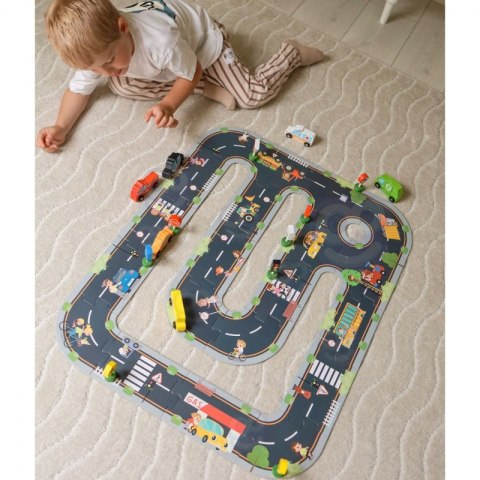 WOOPIE GREEN Zestaw Drewnianych Pojazdów i Znaków Drogowych