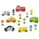 WOOPIE GREEN Zestaw Drewnianych Pojazdów i Znaków Drogowych