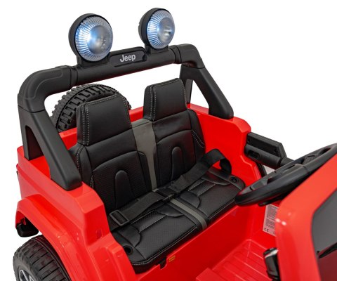 Jeep Wrangler Rubicon na akumulator dla dzieci Czerwony + Pilot + Radio MP3 LED + Koła EVA