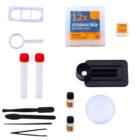 Mikroskop Edukacyjny LED Powiększenie 1200x Zestaw Naukowy Akcesoria