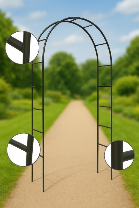 Pergola ogrodowa na róże pnącza czarna Metalowa Łuk do kwiatów Pnącz