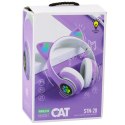 Słuchawki Bezprzewodowe Dla Dzieci Nauszne Bluetooth Kocie Uszy Fioletowe