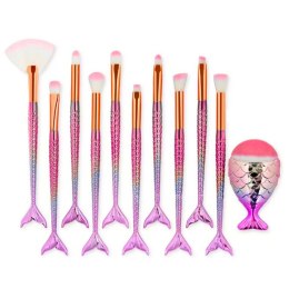 Zestaw Pędzelków Do Makijażu Syreni Ogon Fioletowo-Różowe 8szt.