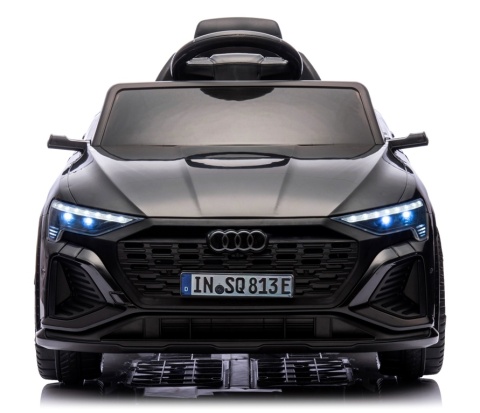 AUDI SQ8 CZARNY Auto na akumulator, Pilot, Światła, Muzyka, Skóra, koła EVA