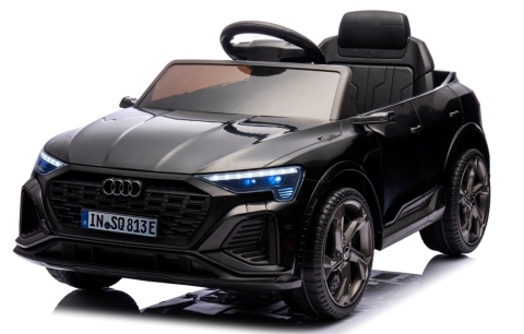 AUDI SQ8 CZARNY Auto na akumulator, Pilot, Światła, Muzyka, Skóra, koła EVA