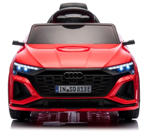 AUDI SQ8 CZERWONY Auto na akumulator, Pilot, Światła, Muzyka, Skóra, koła EVA
