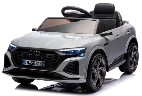 AUDI SQ8 SREBRNY Auto na akumulator, Pilot, Światła, Muzyka, Skóra, koła EVA