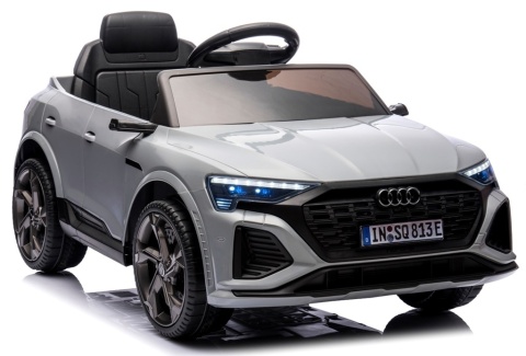 AUDI SQ8 SREBRNY Auto na akumulator, Pilot, Światła, Muzyka, Skóra, koła EVA