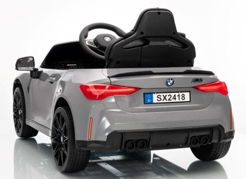 BMW m4 SZARY Auto na akumulator, Pilot, Światła, Muzyka, Koła EVA