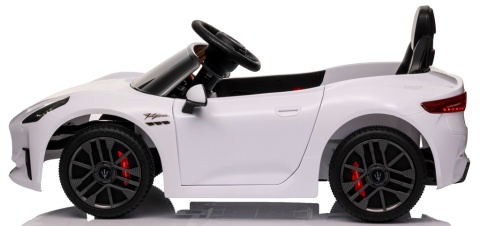 Maserati GranTurismo BIAŁY Auto na akumulator, Skóra, Pilot, Światła, Muzyka, Koła EVA