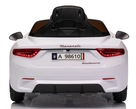 Maserati GranTurismo BIAŁY Auto na akumulator, Skóra, Pilot, Światła, Muzyka, Koła EVA