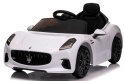 Maserati GranTurismo BIAŁY Auto na akumulator, Skóra, Pilot, Światła, Muzyka, Koła EVA