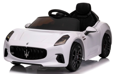 Maserati GranTurismo BIAŁY Auto na akumulator, Skóra, Pilot, Światła, Muzyka, Koła EVA
