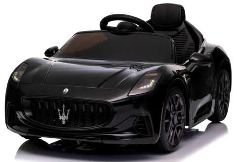 Maserati GranTurismo CZARNY Auto na akumulator, Skóra, Pilot, Światła, Muzyka, Koła EVA