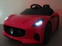 Maserati GranTurismo RÓŻOWY Auto na akumulator, Skóra, Pilot, Światła, Muzyka, Koła EVA
