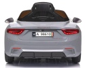 Maserati GranTurismo SREBRNY Auto na akumulator, Skóra, Pilot, Światła, Muzyka, Koła EVA
