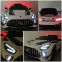 Mercedes GT3 Evo BIAŁY Auto na akumulator, Pilot, Światła, Muzyka, Koła EVA