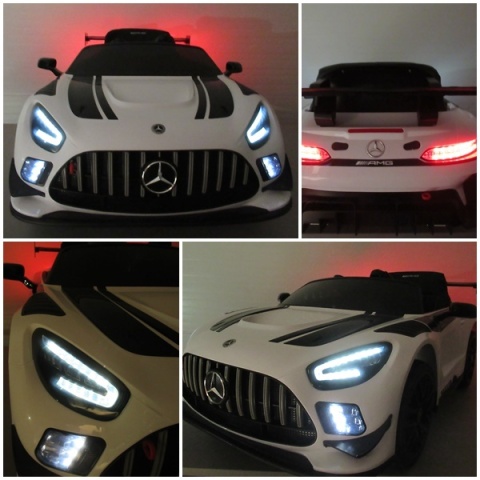 Mercedes GT3 Evo BIAŁY Auto na akumulator, Pilot, Światła, Muzyka, Koła EVA
