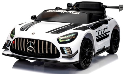 Mercedes GT3 Evo BIAŁY Auto na akumulator, Pilot, Światła, Muzyka, Koła EVA