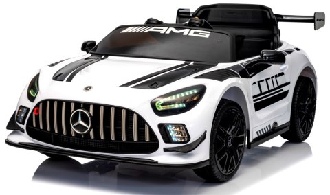 Mercedes GT3 Evo BIAŁY Auto na akumulator, Pilot, Światła, Muzyka, Koła EVA